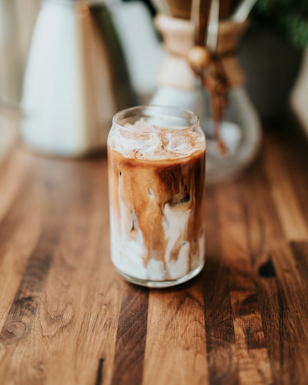 Iced latte in a glass