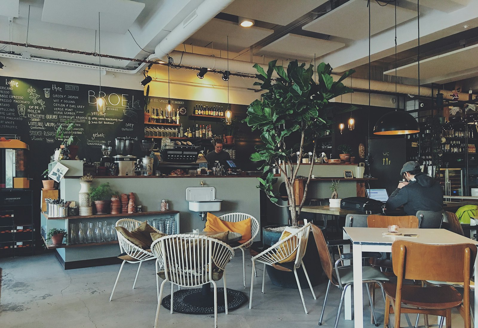 Bright café interior