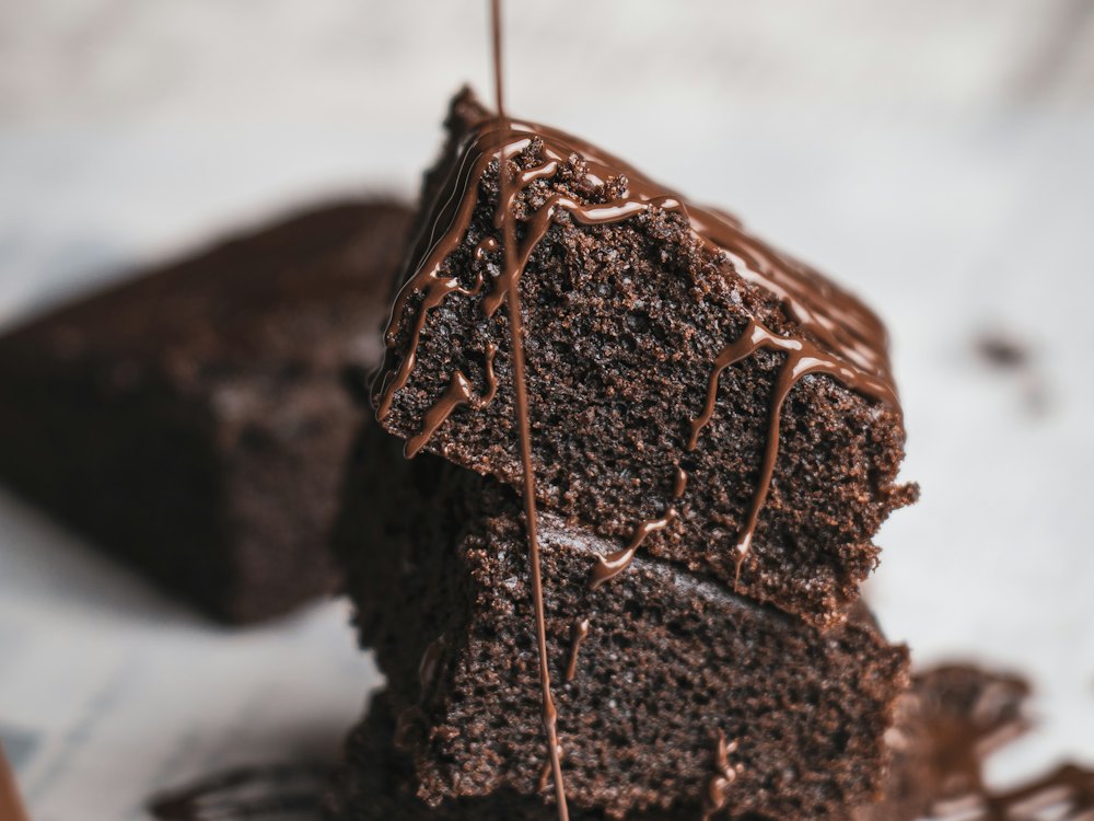 Stacked chocolate brownies