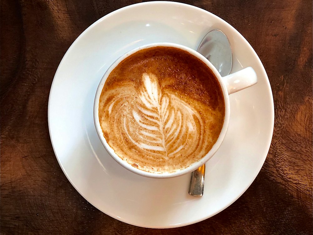 Cappuccino with leaf latte art