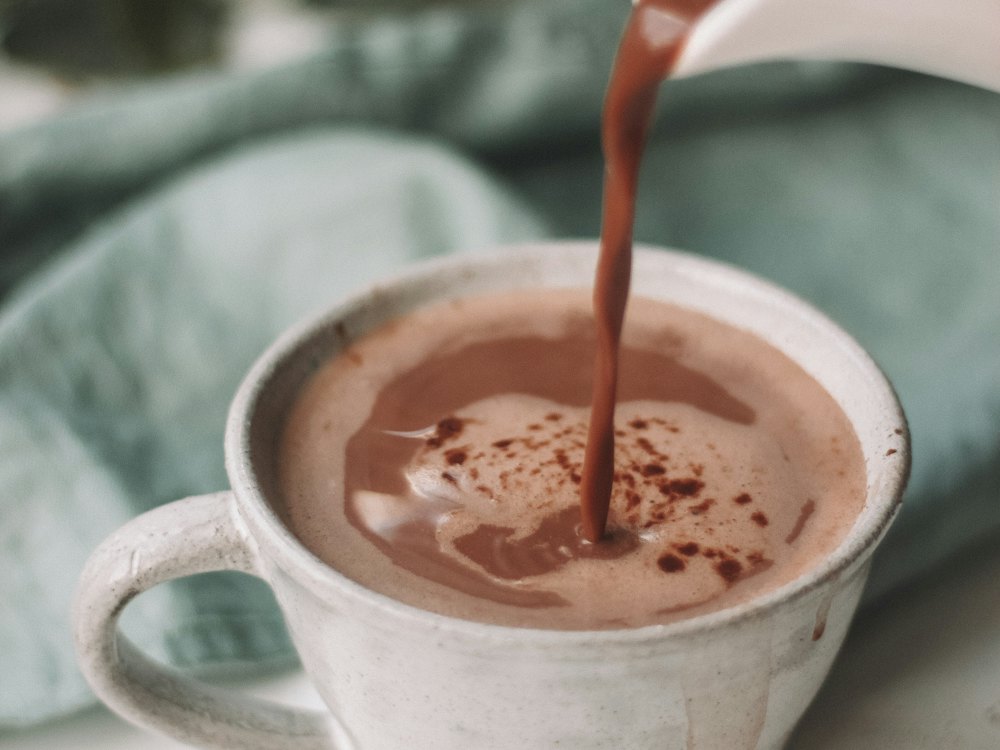 Hot chocolate being poured