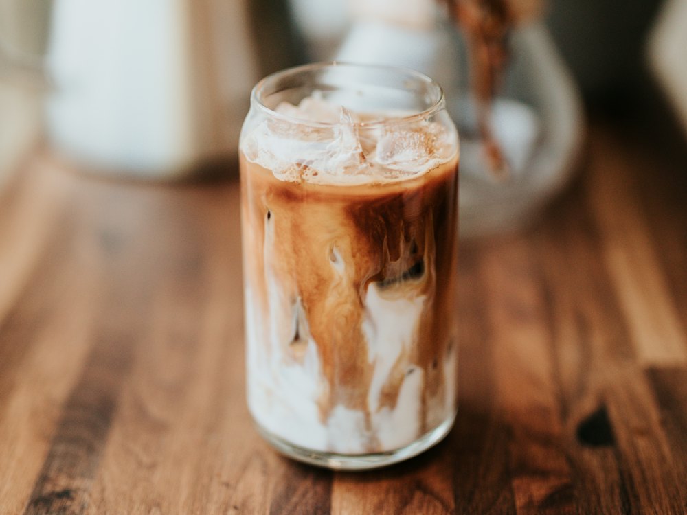 Iced latte in a glass